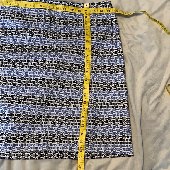 Talbots size 12 Patterned Blue and Black fish midi Skirt cotton classic nautical - Picture 3 of 5